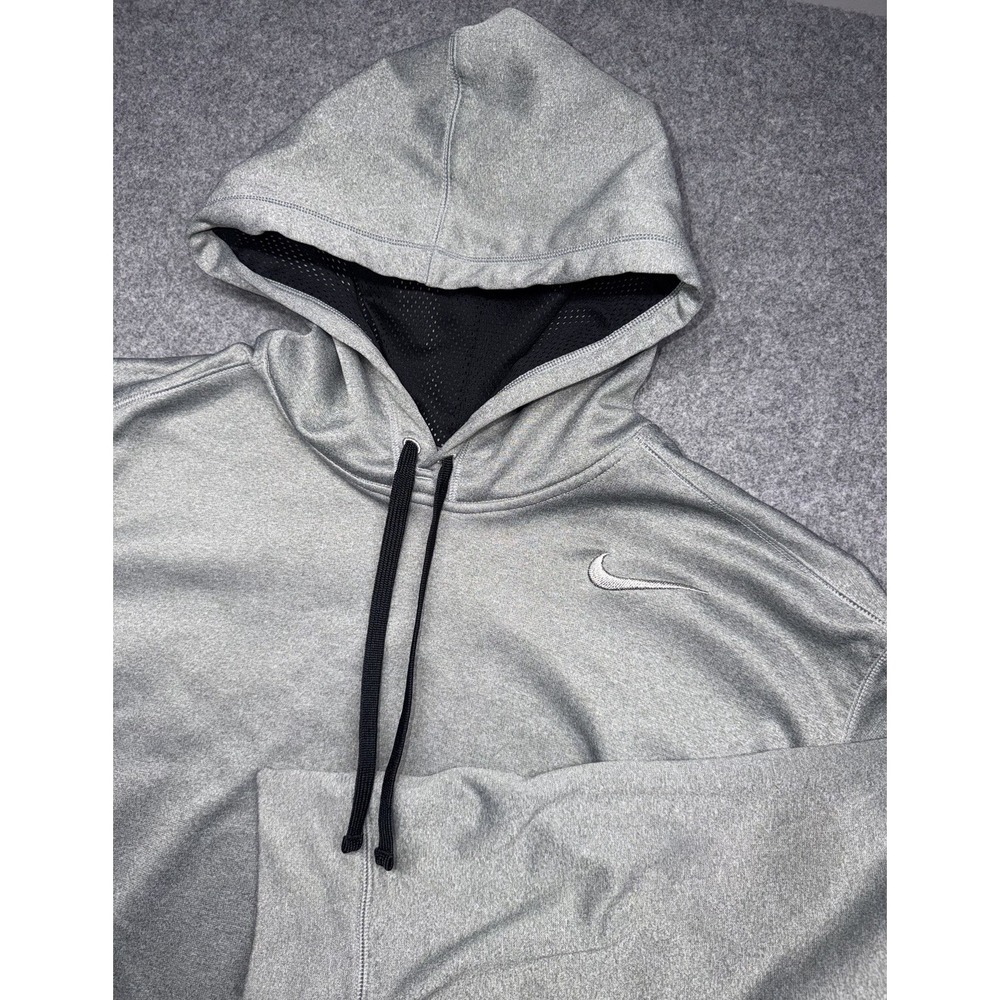 Nike Therma-FIT Hoodie Men's XXL Gray Black Pullover Fleece Sweatshirt Athletic